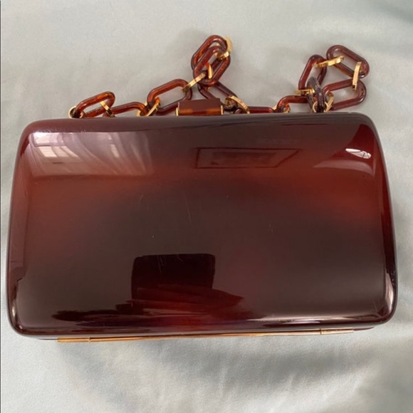 Vintage 1940s 1960s tortoise shell lucite or acrylic handbag - Picture 3 of 10